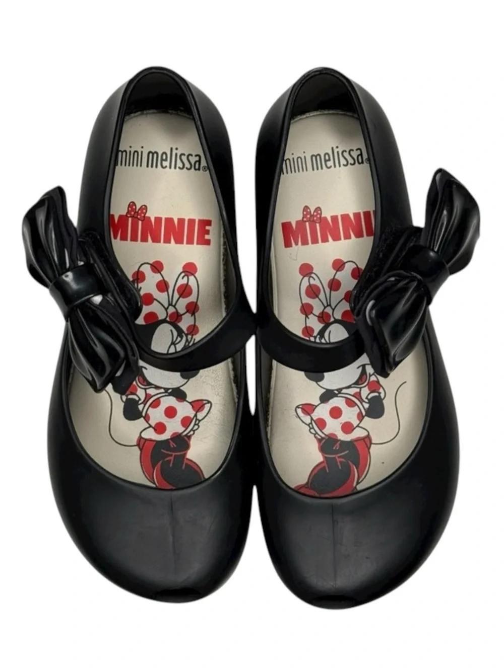 Mini Melissa 𖠌 Minnie Mouse Disney Ultra Bow Jelly Flat Shoes 𖠌 Black 𖠌 Girls 10